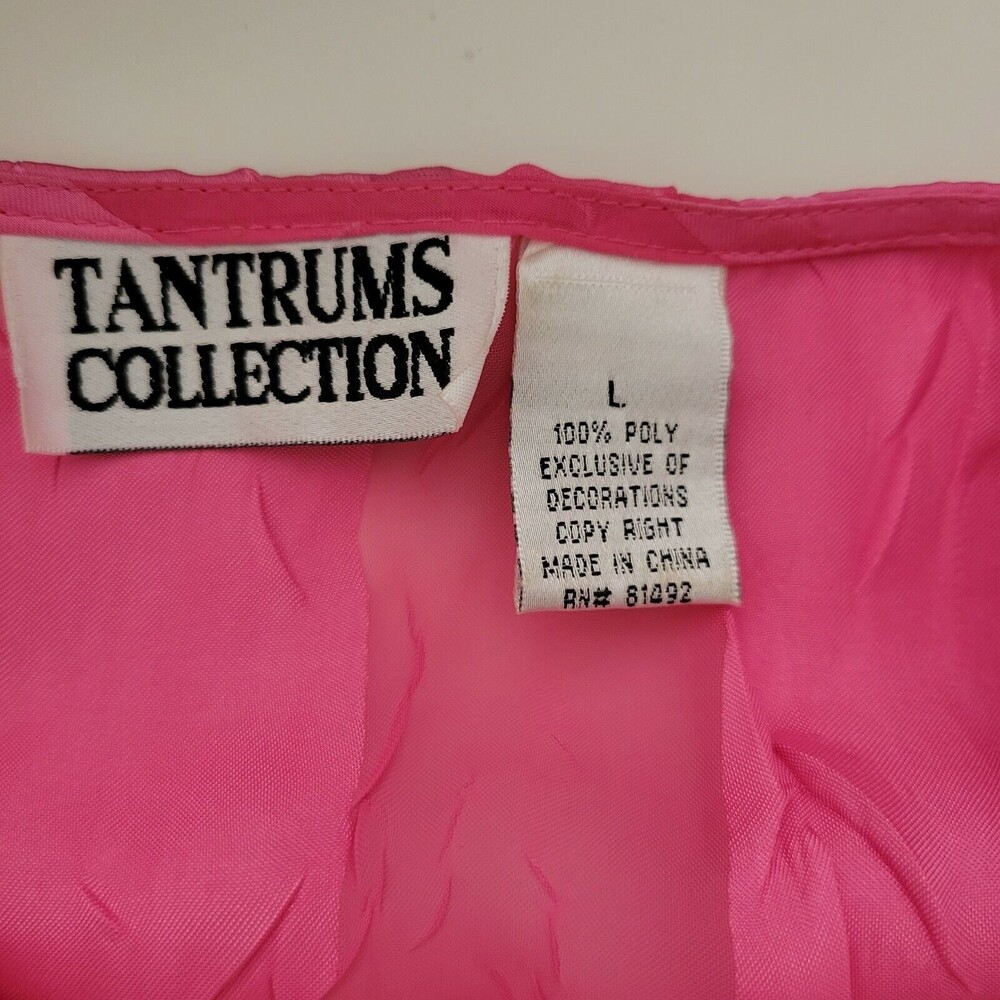 Tantrums Collection Women's Blouse Size Large Pink Beaded Sequin 2 Layers - Picture 9 of 9